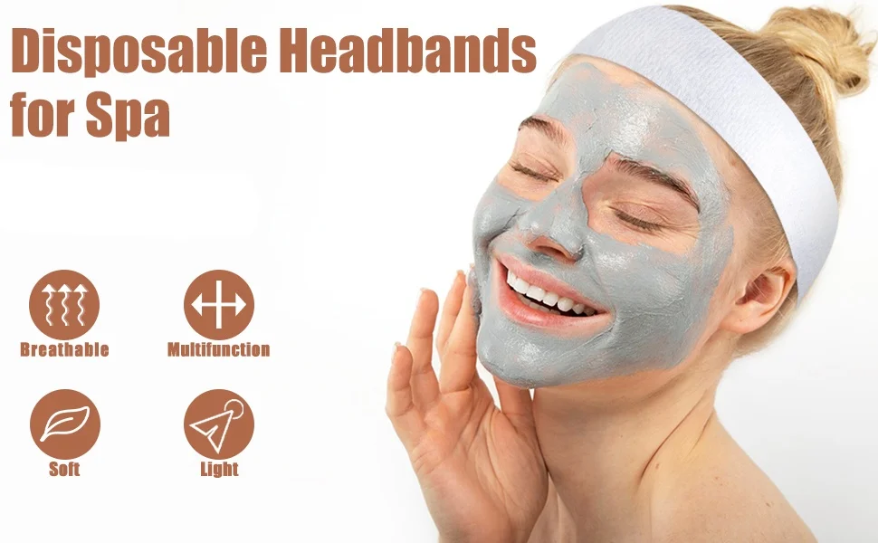 50 PCS Disposable Hairband for Women, Non-woven Fabric Spa Headband for Securing Hair during Facial Makeup Travel Spa Makeup