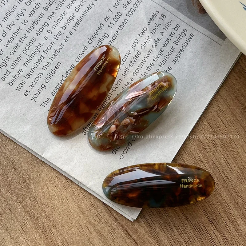 Fever blogger's same elliptical small hair clip, Korean French side clip, retro bangs clip, duckbill clip cute temperament