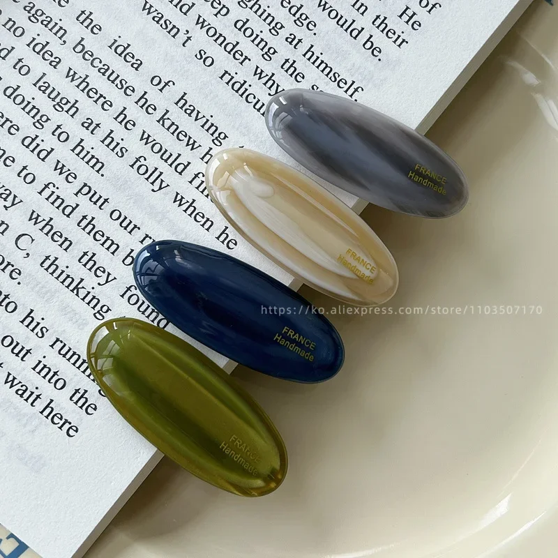 Fever blogger's same elliptical small hair clip, Korean French side clip, retro bangs clip, duckbill clip cute temperament