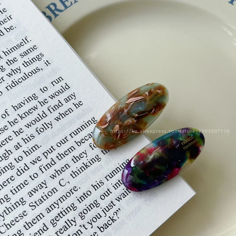 Fever blogger's same elliptical small hair clip, Korean French side clip, retro bangs clip, duckbill clip cute temperament