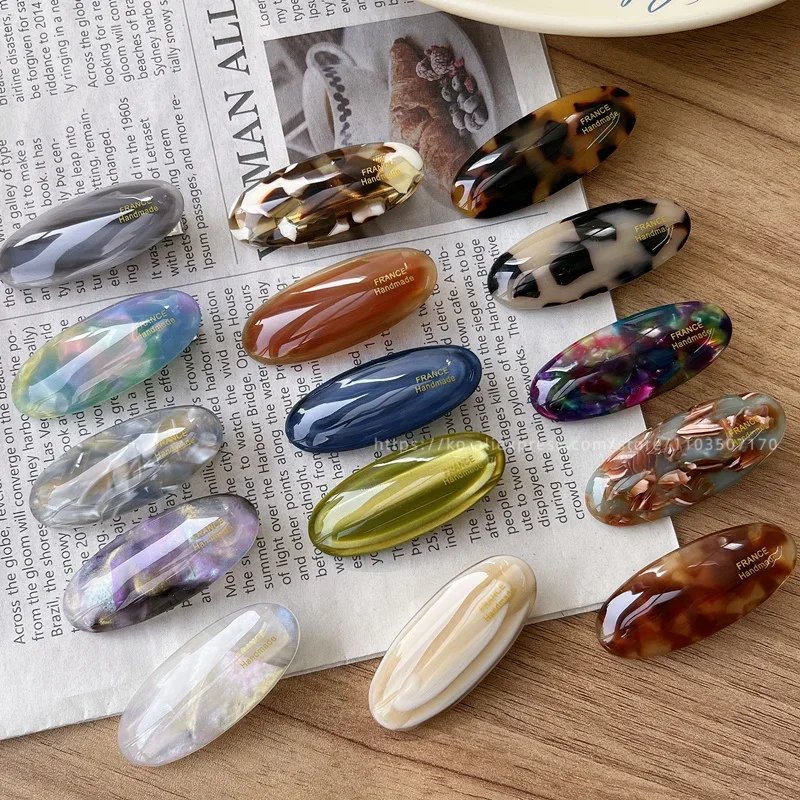 Fever blogger's same elliptical small hair clip, Korean French side clip, retro bangs clip, duckbill clip cute temperament