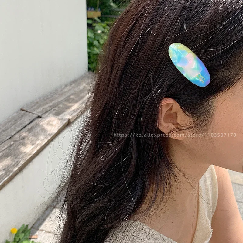 Fever blogger's same elliptical small hair clip, Korean French side clip, retro bangs clip, duckbill clip cute temperament