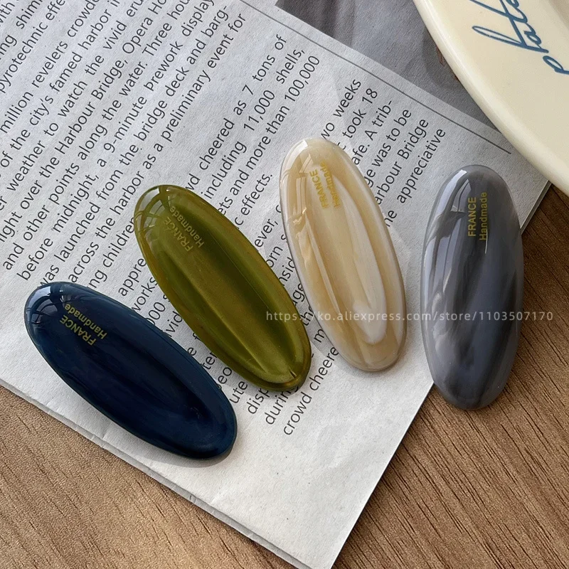Fever blogger's same elliptical small hair clip, Korean French side clip, retro bangs clip, duckbill clip cute temperament