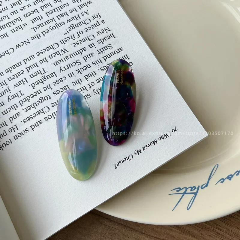 Fever blogger's same elliptical small hair clip, Korean French side clip, retro bangs clip, duckbill clip cute temperament