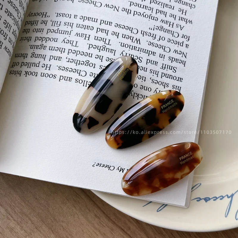 Fever blogger's same elliptical small hair clip, Korean French side clip, retro bangs clip, duckbill clip cute temperament