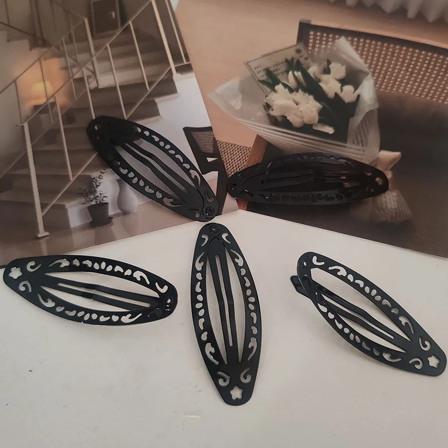 5PC Cute Retro Black BB Hairpins Hollow Hair Clips Simple Classical Design for Girls Hair Accessories Party Holiday O