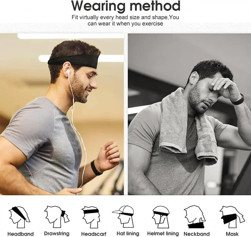 1/2Pcs Sports Headband for Men Fitness Sports Satin Head Band with Elasticity Yoga Sweat-Absorbent Headbands for Women and Men