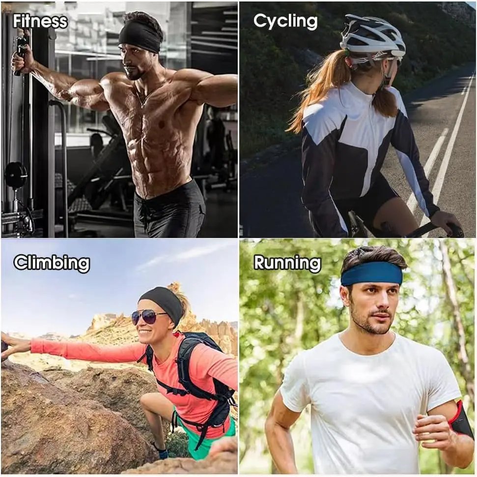 1/2Pcs Sports Headband for Men Fitness Sports Satin Head Band with Elasticity Yoga Sweat-Absorbent Headbands for Women and Men