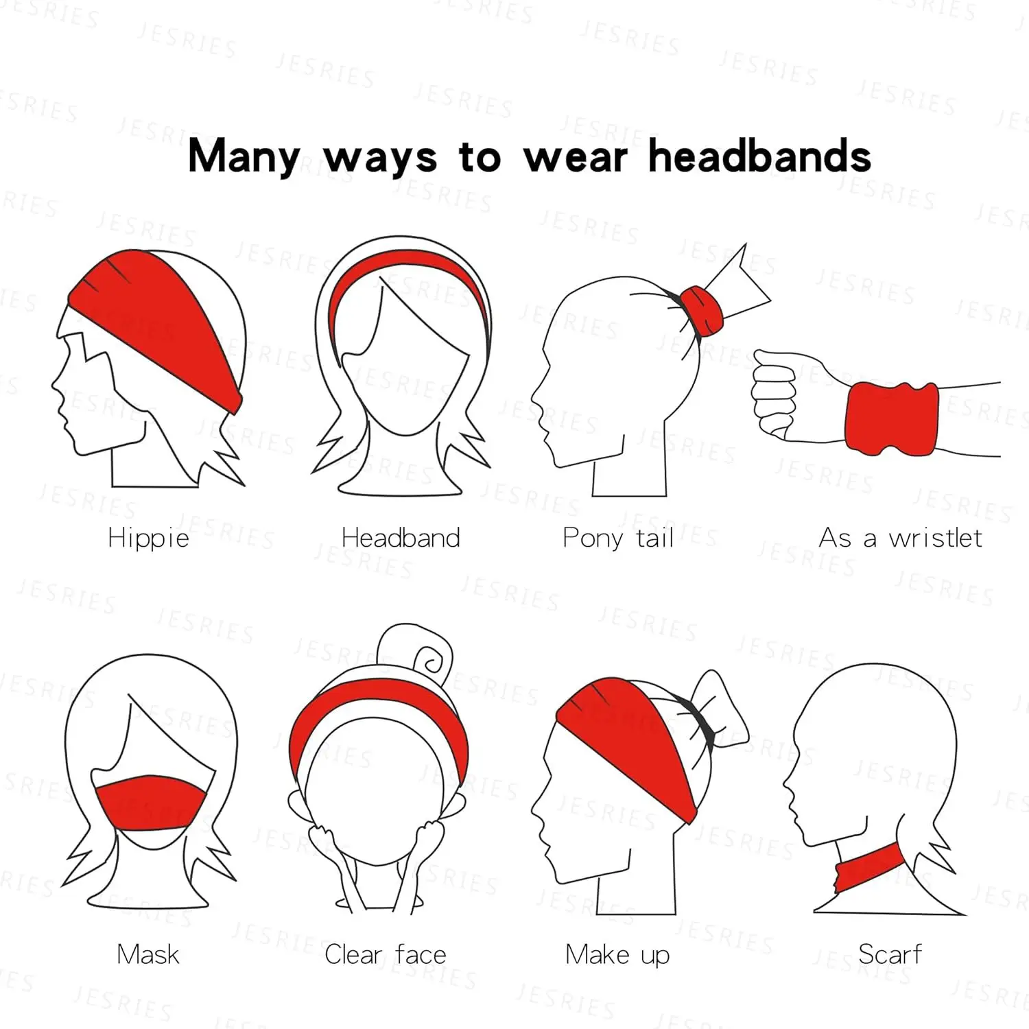1/2Pcs Sports Headband for Men Fitness Sports Satin Head Band with Elasticity Yoga Sweat-Absorbent Headbands for Women and Men