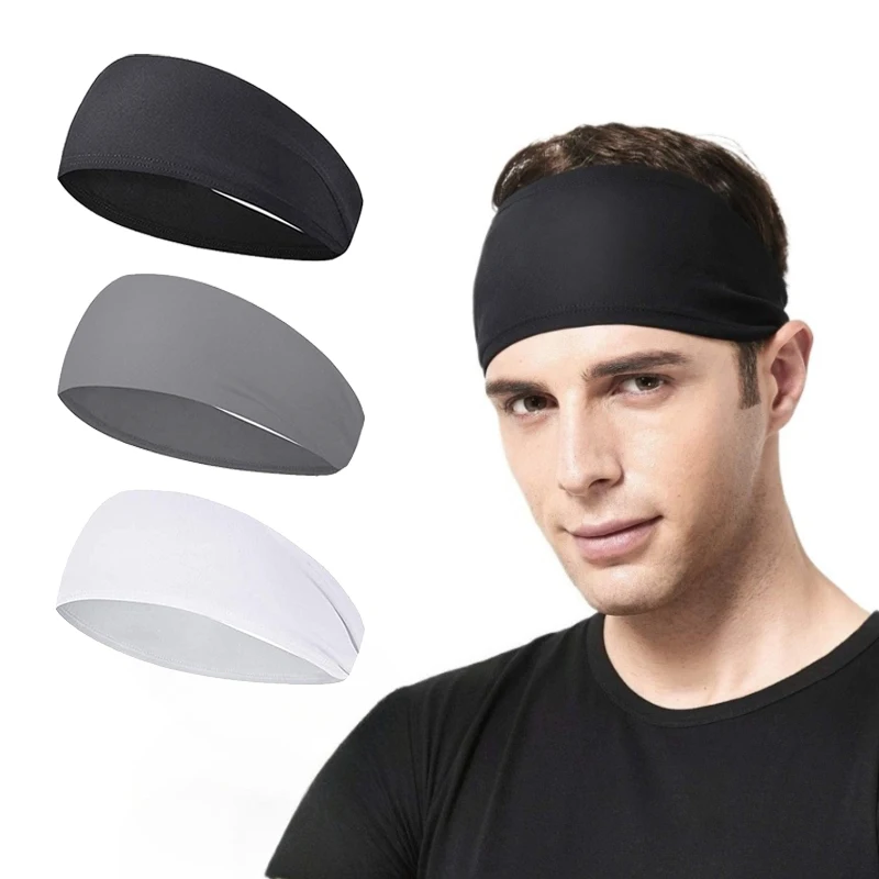 1/2Pcs Sports Headband for Men Fitness Sports Satin Head Band with Elasticity Yoga Sweat-Absorbent Headbands for Women and Men