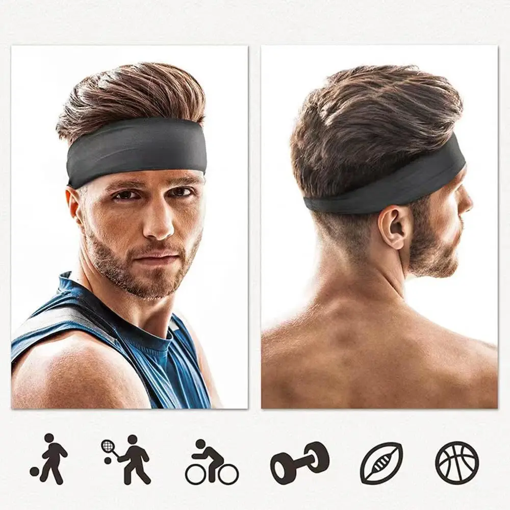 1/2Pcs Sports Headband for Men Fitness Sports Satin Head Band with Elasticity Yoga Sweat-Absorbent Headbands for Women and Men