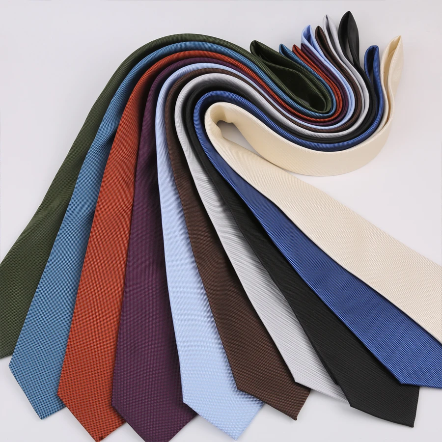 New 8CM Mens Necktie Solid Color Ties For Man Groom Jacquard Woven Neck Tie For Men Business Wedding Party