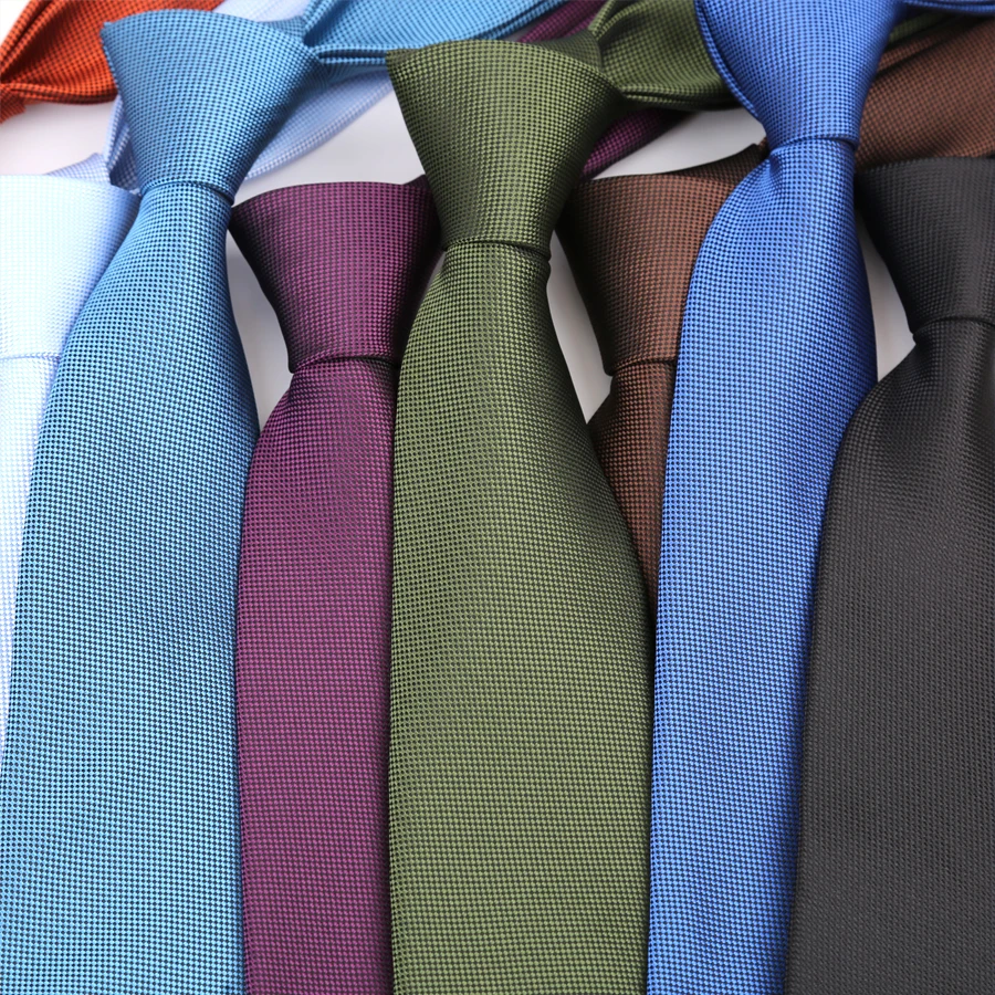 New 8CM Mens Necktie Solid Color Ties For Man Groom Jacquard Woven Neck Tie For Men Business Wedding Party