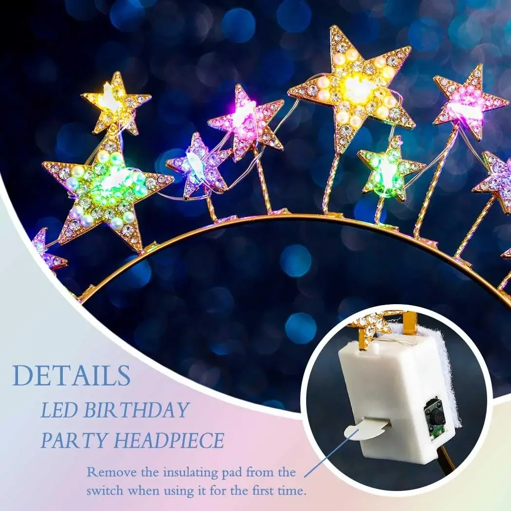 1pcs Flower Crown Headband For Women Mardi Gras Light Up Tiara Crown for Wedding Beach Party Birthday Halloween Christmas