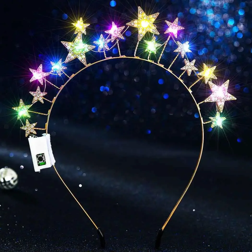 1pcs Flower Crown Headband For Women Mardi Gras Light Up Tiara Crown for Wedding Beach Party Birthday Halloween Christmas