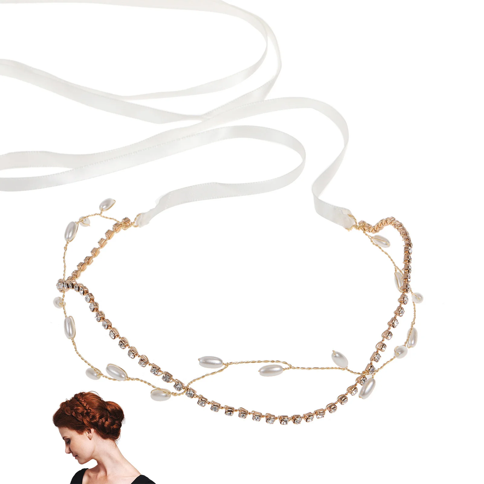 Pearl Bridal Headband Golden Crystal Banquet Hairband For Women Wedding Masquerade Hair Accessories Fashion Princess Tiaras