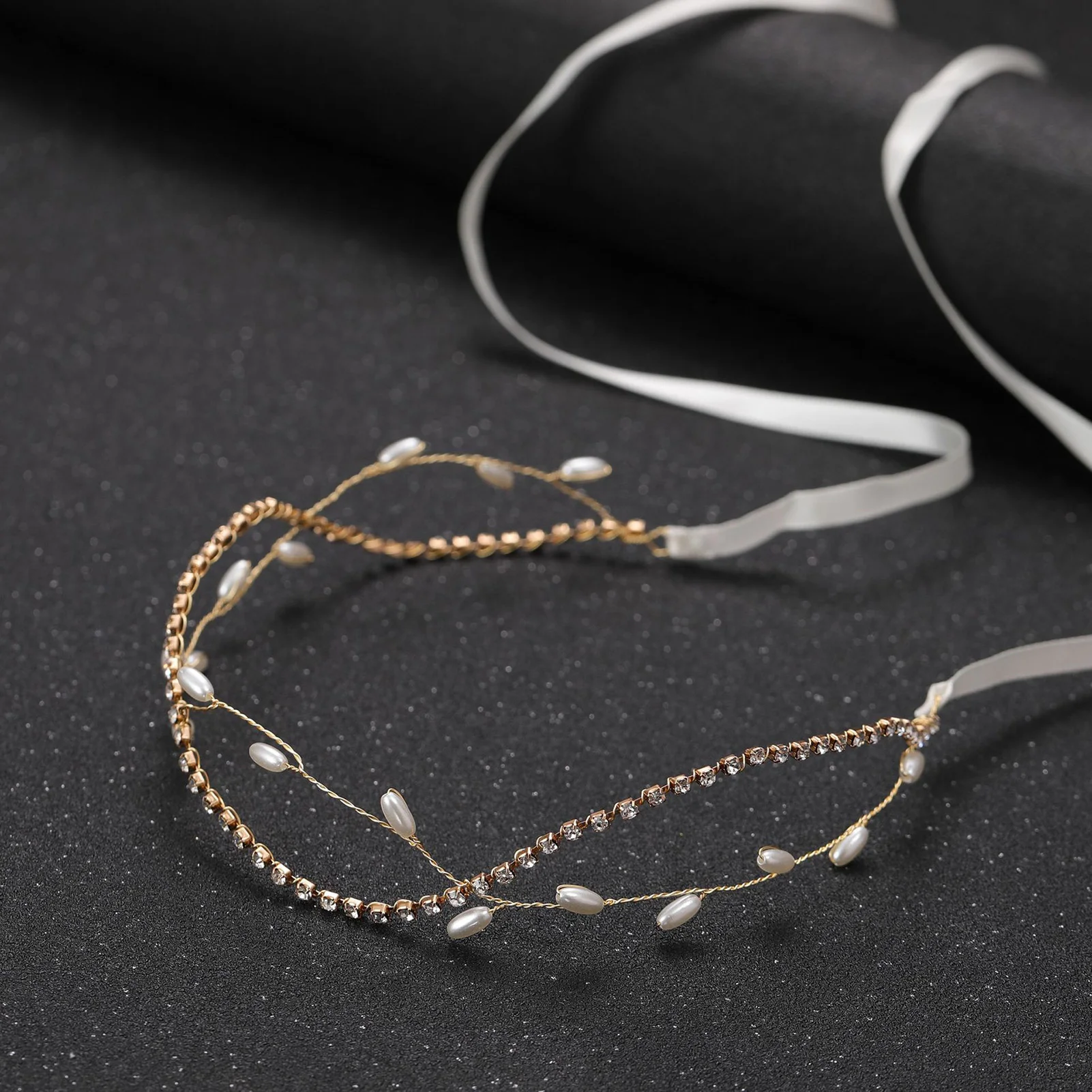 Pearl Bridal Headband Golden Crystal Banquet Hairband For Women Wedding Masquerade Hair Accessories Fashion Princess Tiaras