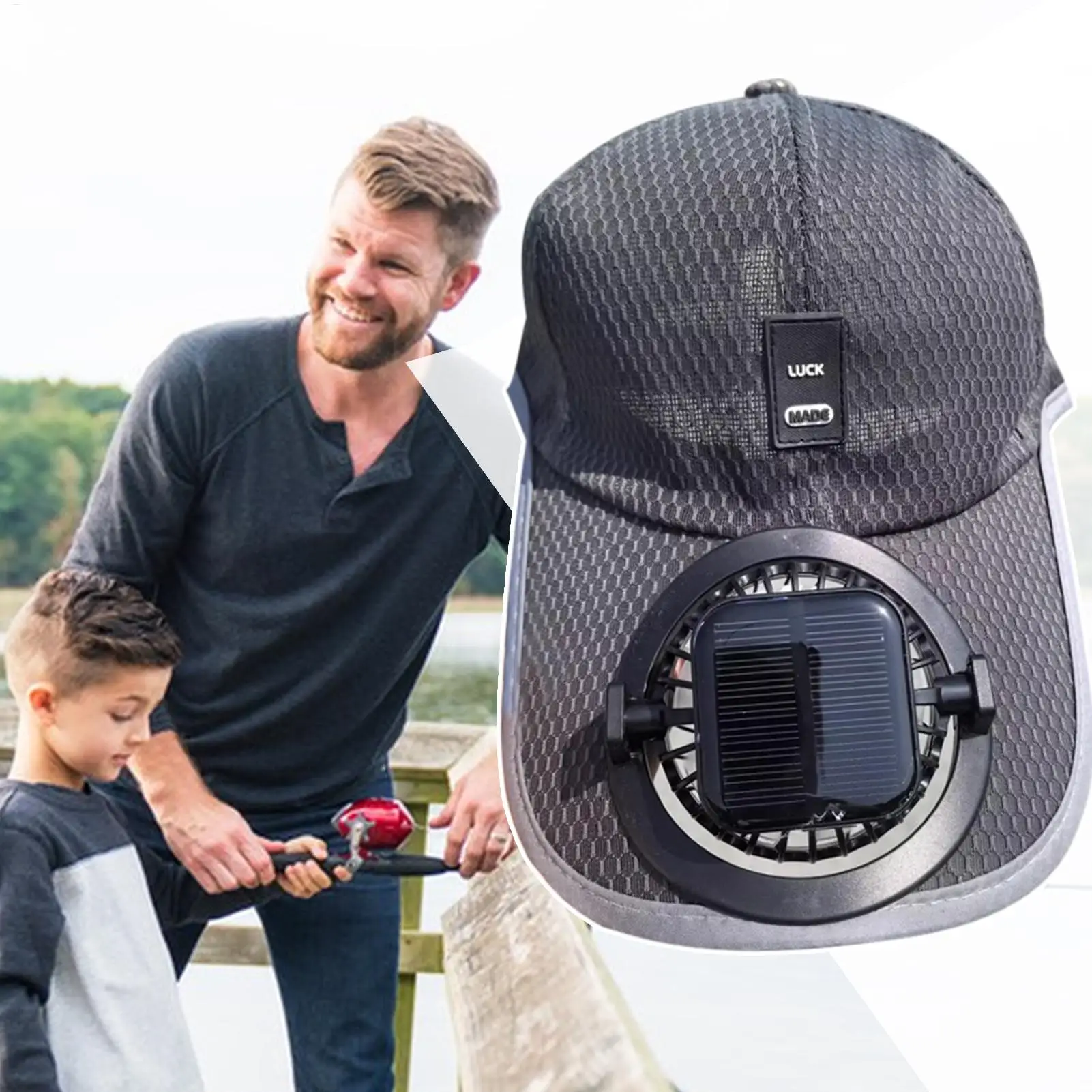 Summer Men Women Fan Baseball Hat Sun Block Baseball Hat with Solar Fan USB Charging Fan Breathable UV Block Outdoor Sunhats
