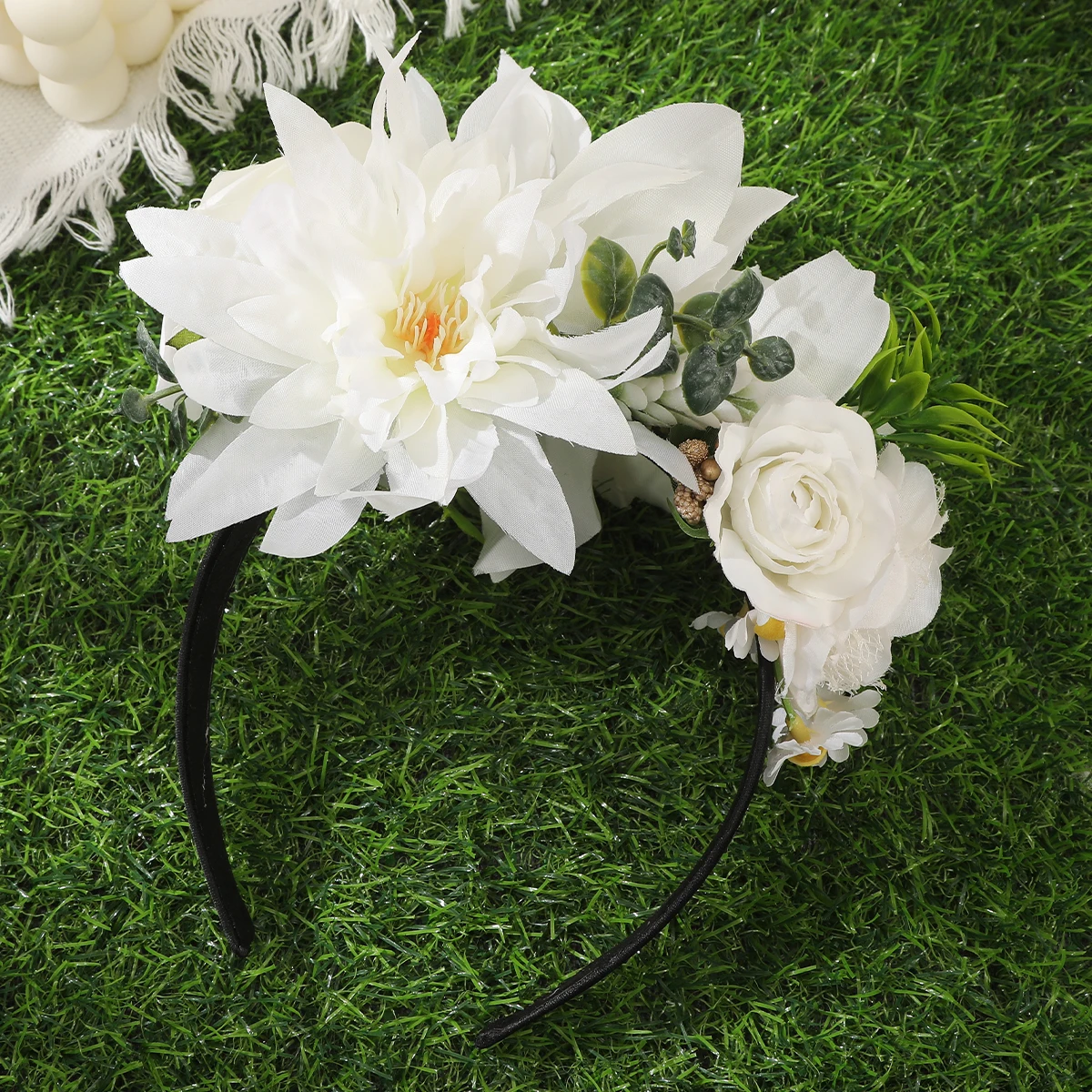 Spring Rose Flower Crowns Hair Bands Romantic Floral Garlands for Bride Wedding Women Stimulated Flower Wreaths Headband Girls