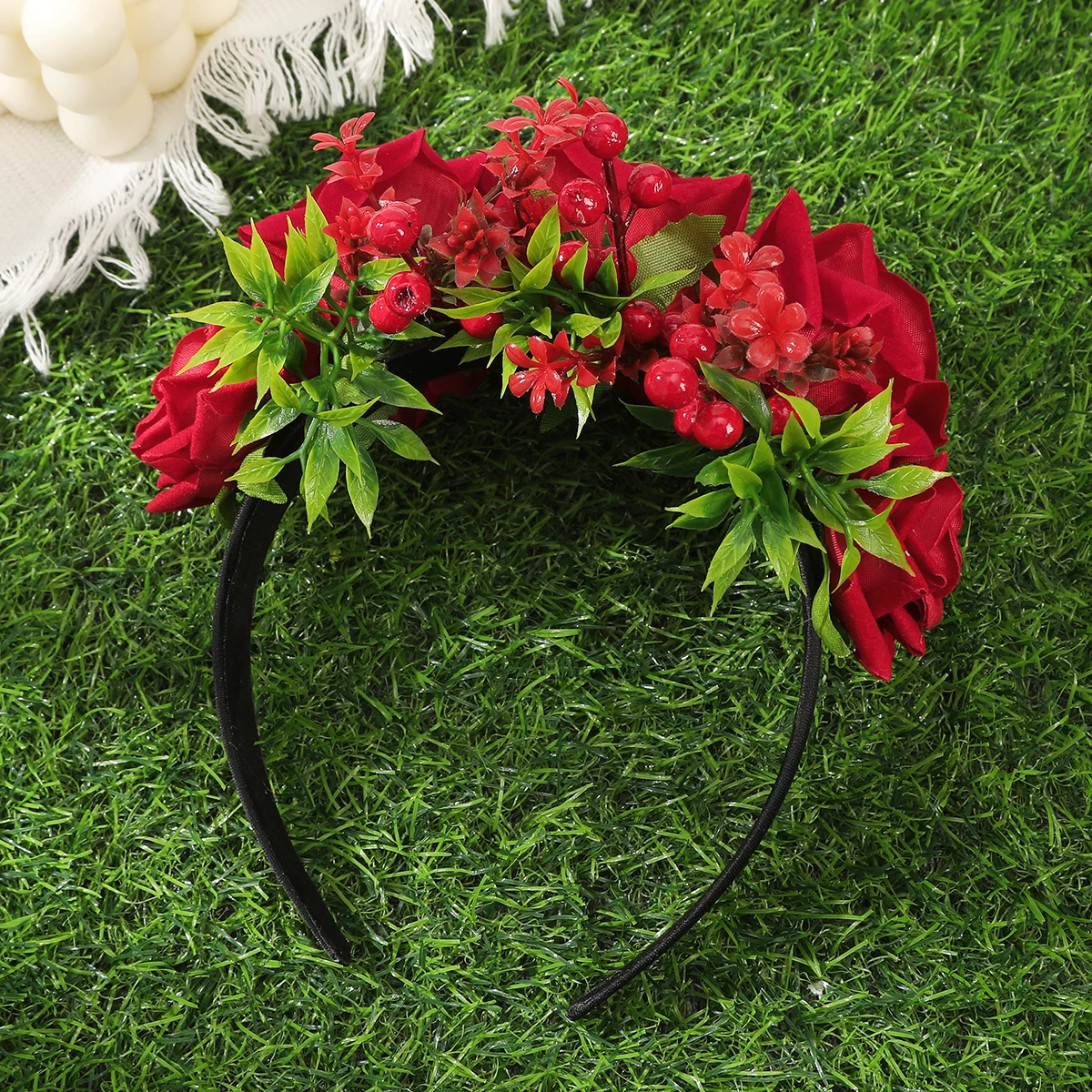 Spring Rose Flower Crowns Hair Bands Romantic Floral Garlands for Bride Wedding Women Stimulated Flower Wreaths Headband Girls