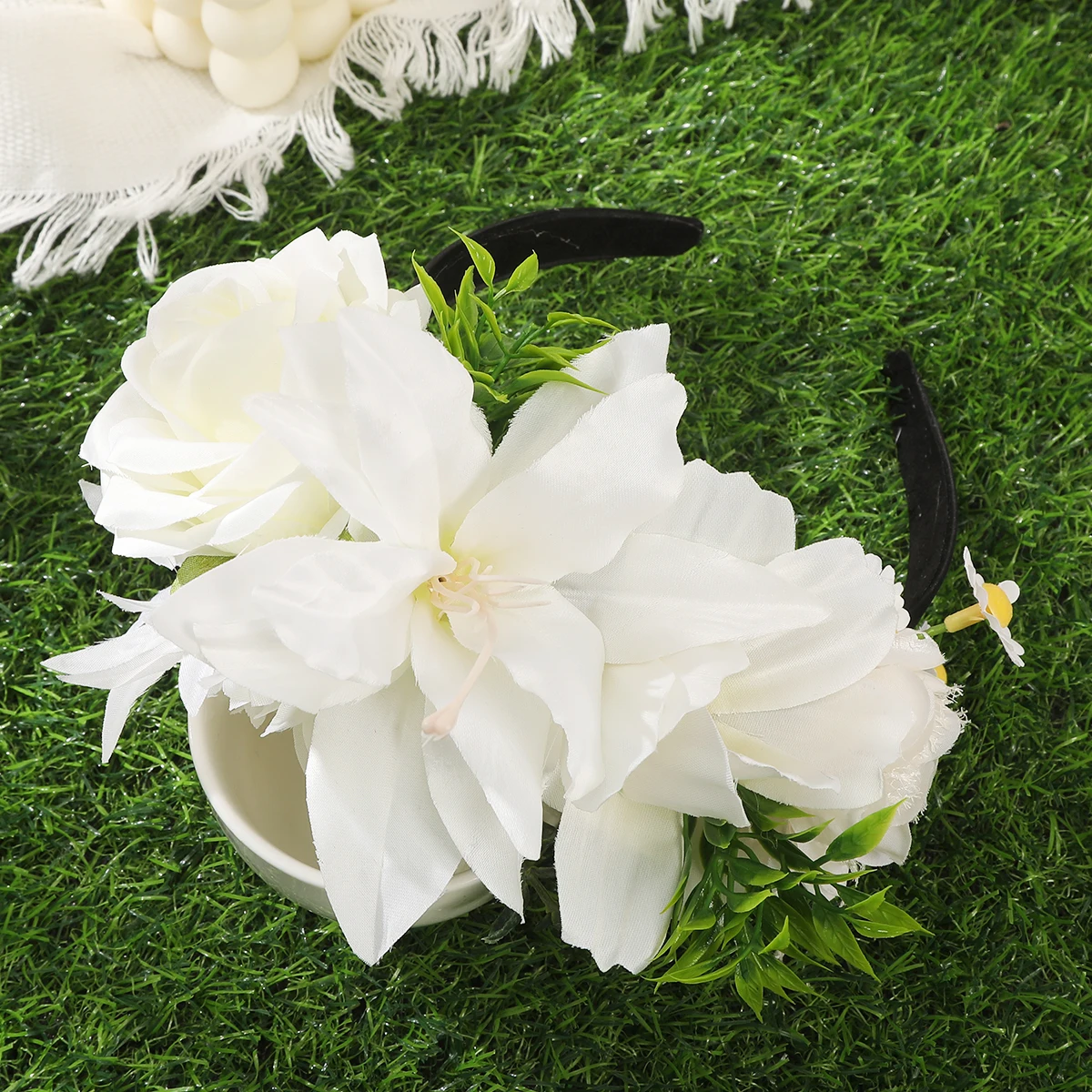Spring Rose Flower Crowns Hair Bands Romantic Floral Garlands for Bride Wedding Women Stimulated Flower Wreaths Headband Girls