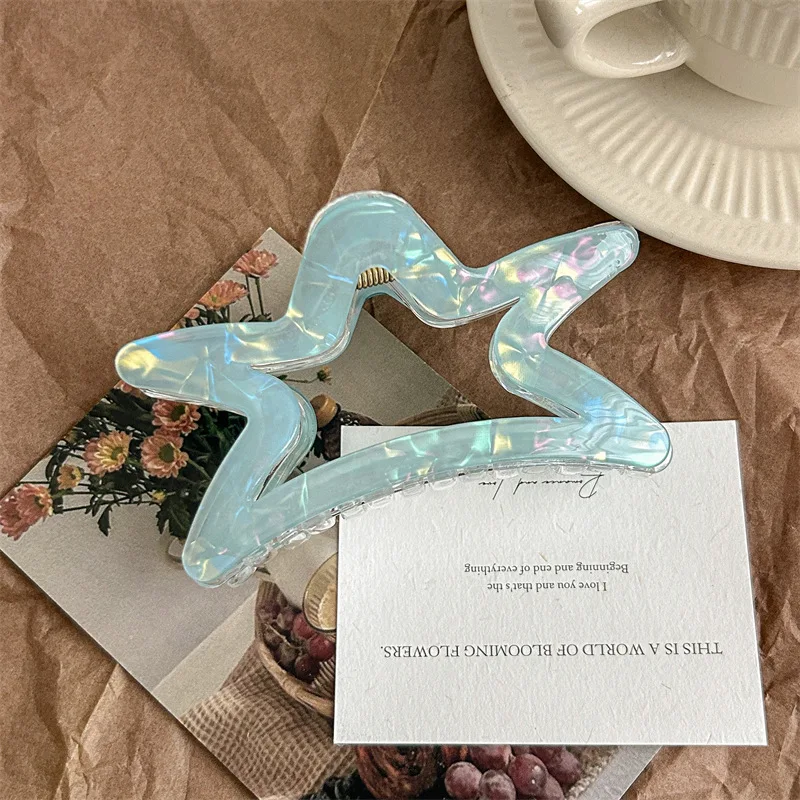 1pc transparent starry colorful PVC hollow hair grab large size hair clip grab clip shark clip.