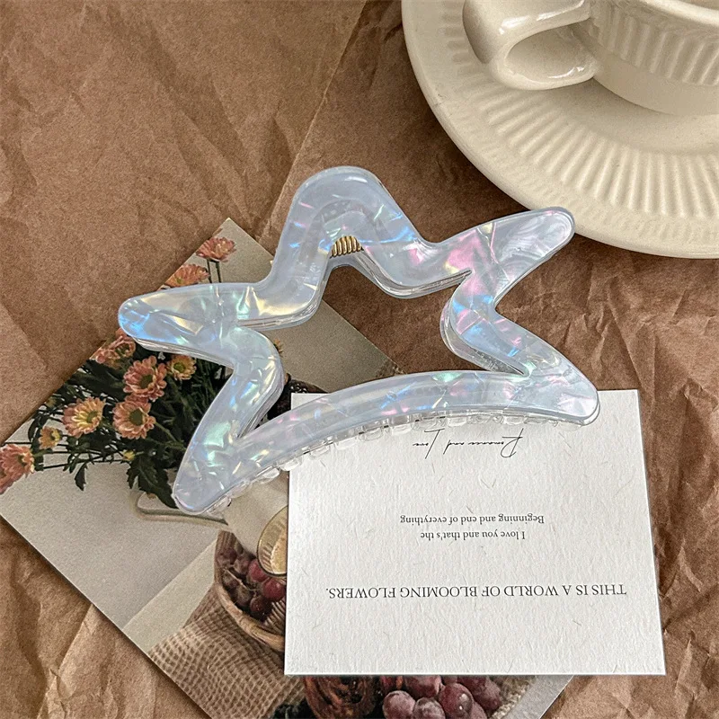 1pc transparent starry colorful PVC hollow hair grab large size hair clip grab clip shark clip.
