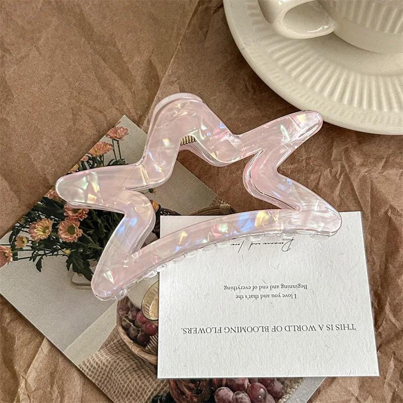 1pc transparent starry colorful PVC hollow hair grab large size hair clip grab clip shark clip.