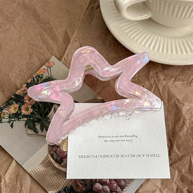 1pc transparent starry colorful PVC hollow hair grab large size hair clip grab clip shark clip.