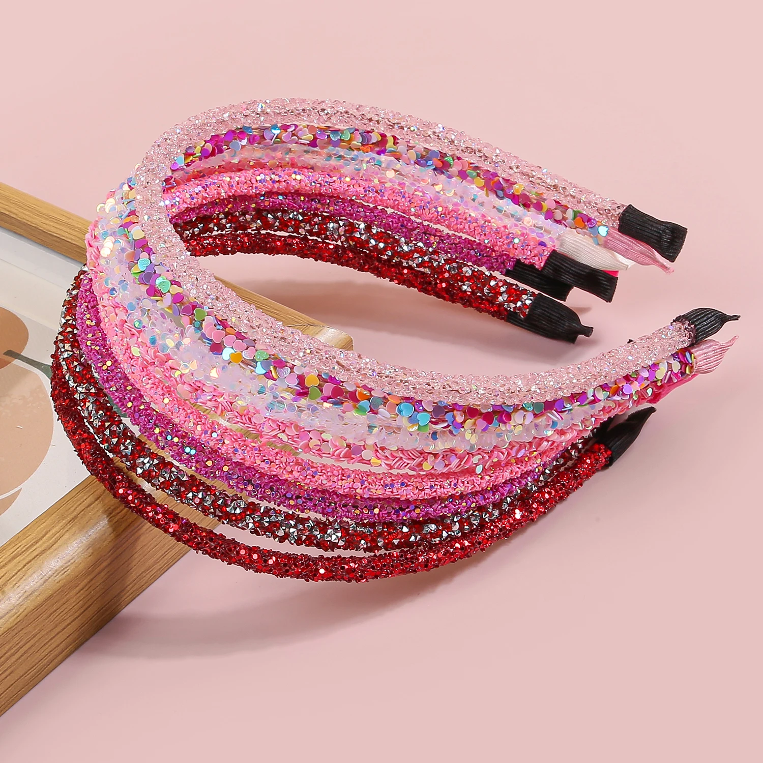 8pcs Valentine's Day Headbands for Girls Love Pink Red Hairband Glitter Headbands Headwear Girls Kids Party Hair Accessories