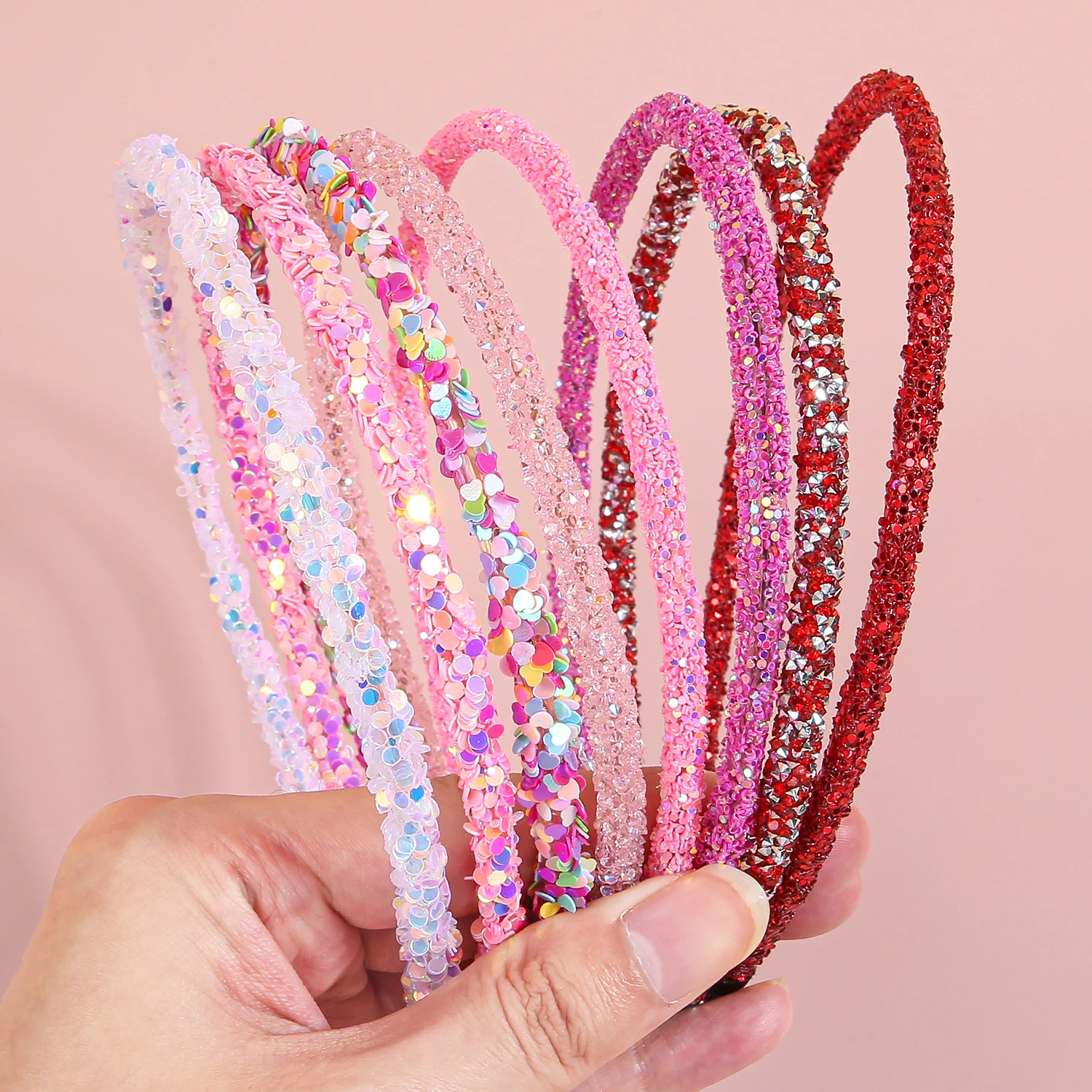 8pcs Valentine's Day Headbands for Girls Love Pink Red Hairband Glitter Headbands Headwear Girls Kids Party Hair Accessories