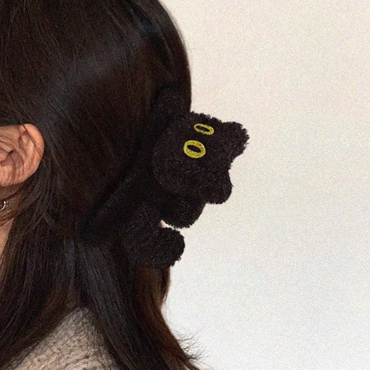 Fashion Korean Multicolor Hair Clips for Women Plush Three-dimensional Cat Large Claw Clip Cute Hair Dye Shark Clip Hair Clip