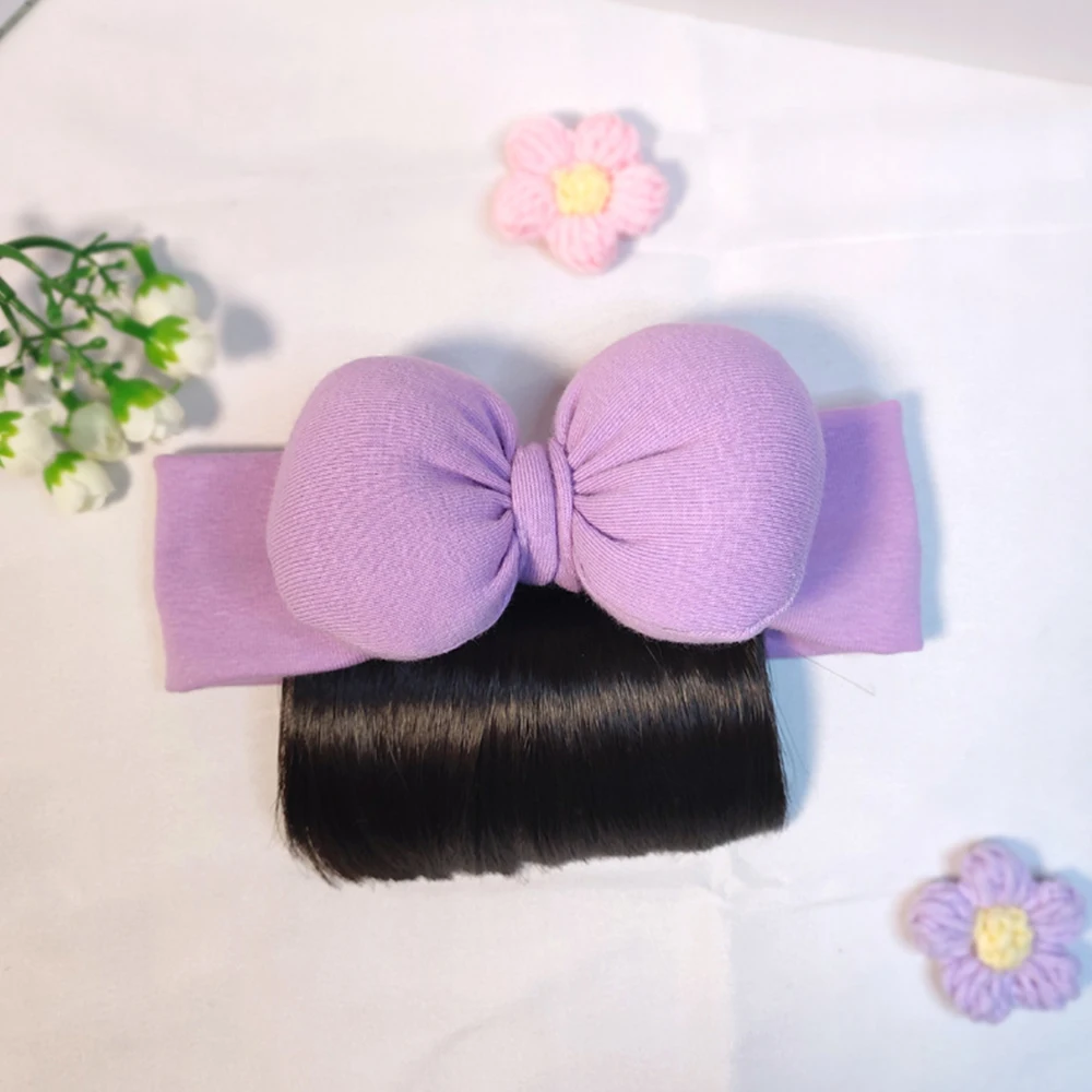 Lovely Baby Bowknot Bangs Wigs Hairbands Girls Hair Accessories Fashionable Hairpiece Headwear for Newborns