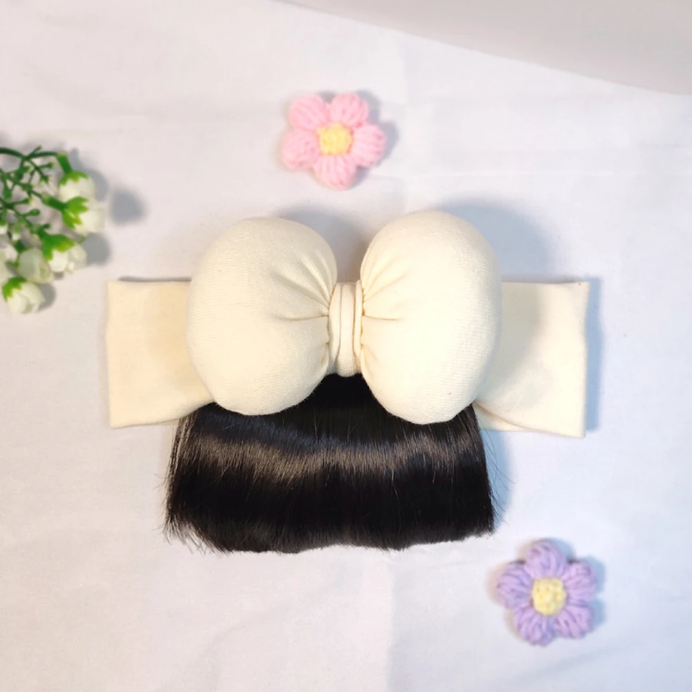 Lovely Baby Bowknot Bangs Wigs Hairbands Girls Hair Accessories Fashionable Hairpiece Headwear for Newborns