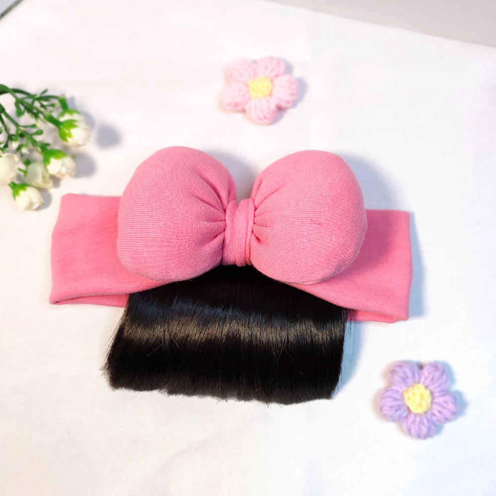 Lovely Baby Bowknot Bangs Wigs Hairbands Girls Hair Accessories Fashionable Hairpiece Headwear for Newborns