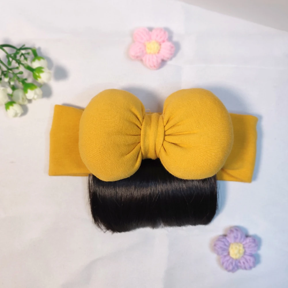 Lovely Baby Bowknot Bangs Wigs Hairbands Girls Hair Accessories Fashionable Hairpiece Headwear for Newborns