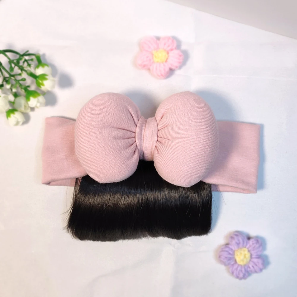 Lovely Baby Bowknot Bangs Wigs Hairbands Girls Hair Accessories Fashionable Hairpiece Headwear for Newborns