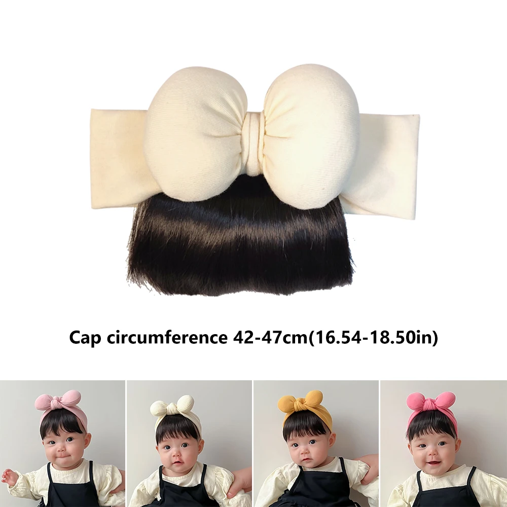 Lovely Baby Bowknot Bangs Wigs Hairbands Girls Hair Accessories Fashionable Hairpiece Headwear for Newborns