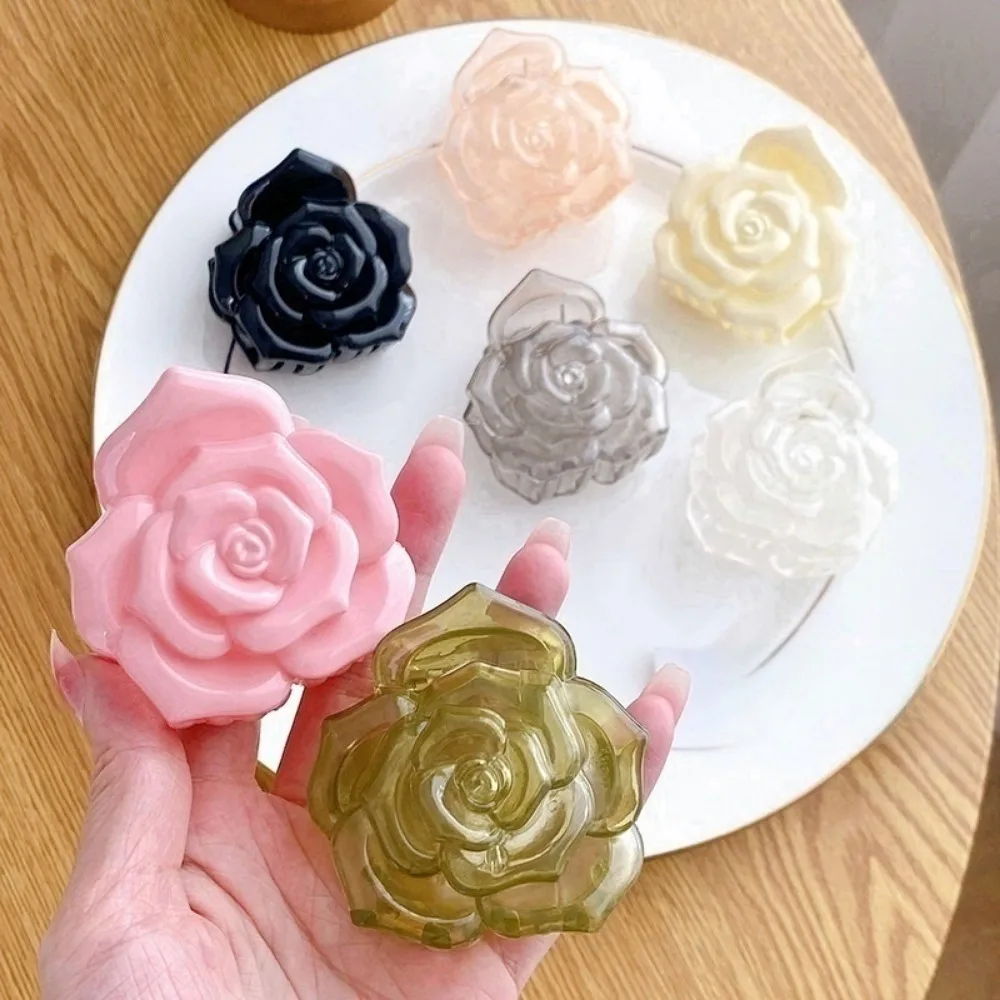 New French Three-dimensional Camellia Hair Claw Acrylic Elegant Flower Crab Hair Clips Hair Accessories Headdress for Women Girl