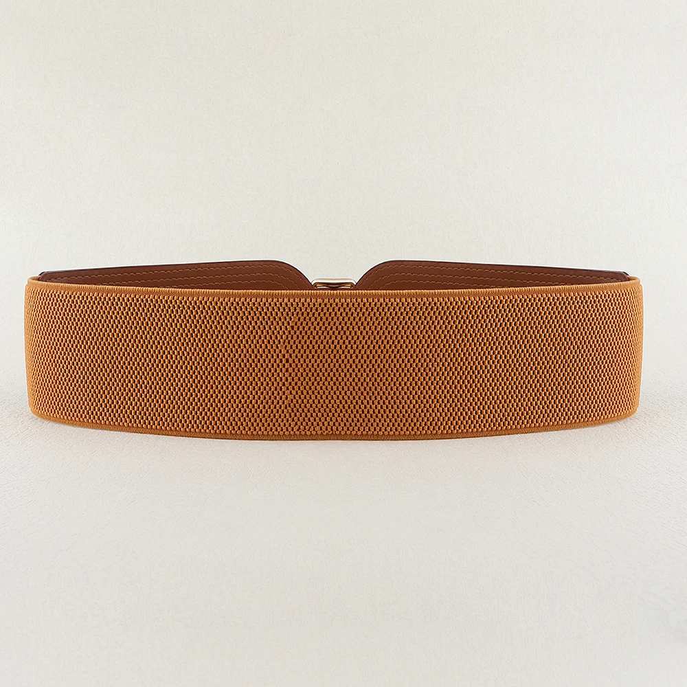 Elastic women's waist seal square pin buckle fashion belt Stretch wide belt with suit jacket