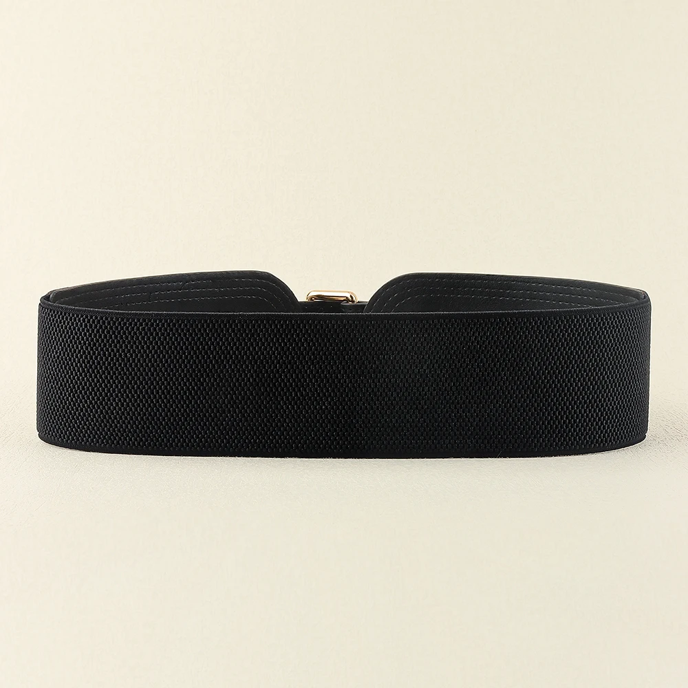 Elastic women's waist seal square pin buckle fashion belt Stretch wide belt with suit jacket