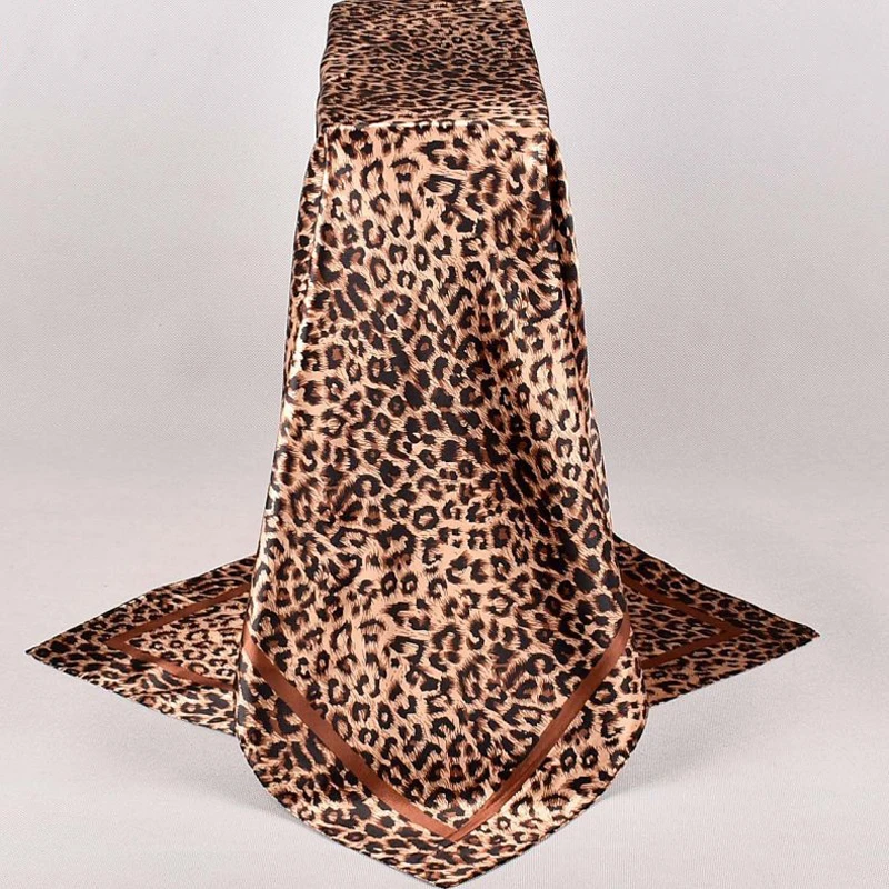 90*90cm Hair Scarf Women Fashion Designer Beautiful Flowers Foulard Soft Satin Shawl Kerchief Square Silk Scarfs Neck Headscarf