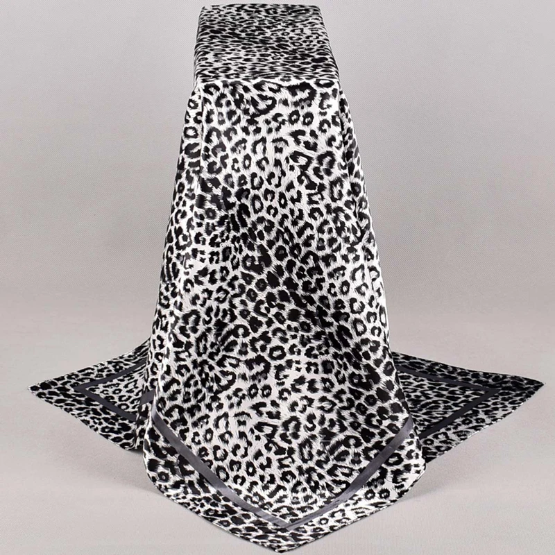90*90cm Hair Scarf Women Fashion Designer Beautiful Flowers Foulard Soft Satin Shawl Kerchief Square Silk Scarfs Neck Headscarf