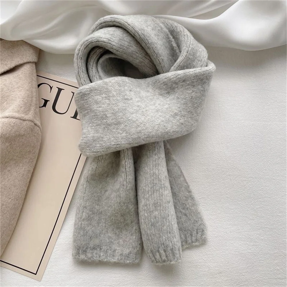 Fashion Cashmere Scarf Winter Knitting Men Women Thermal Scarf Wool Blend Neckerchief Solid Color Warmer Neck Cover New 2025