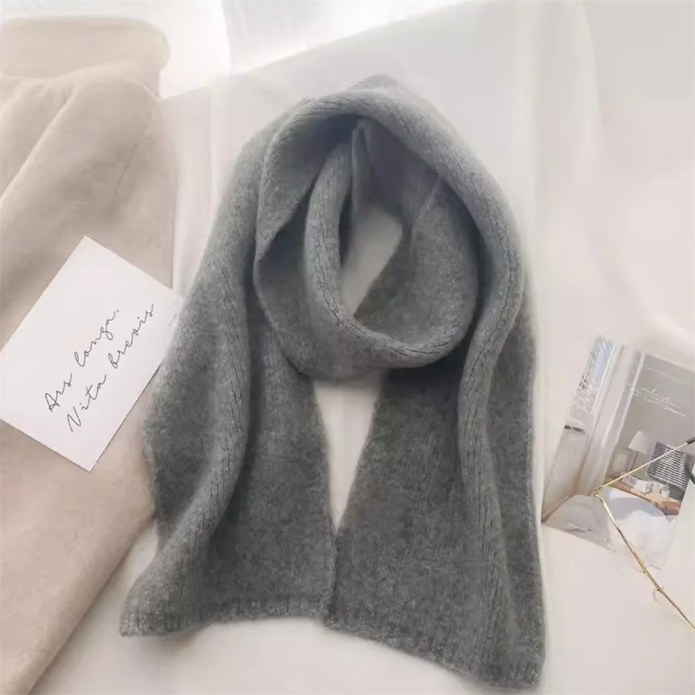 Fashion Cashmere Scarf Winter Knitting Men Women Thermal Scarf Wool Blend Neckerchief Solid Color Warmer Neck Cover New 2025