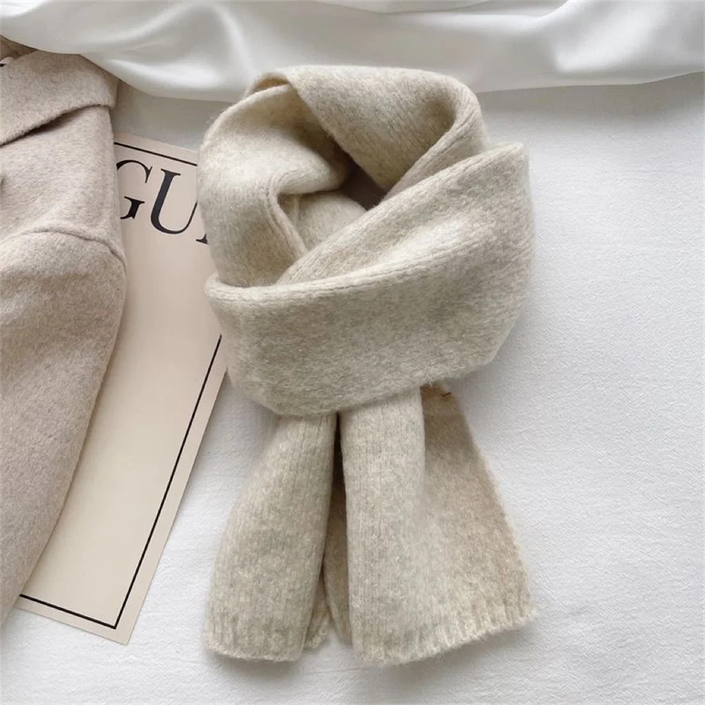 Fashion Cashmere Scarf Winter Knitting Men Women Thermal Scarf Wool Blend Neckerchief Solid Color Warmer Neck Cover New 2025