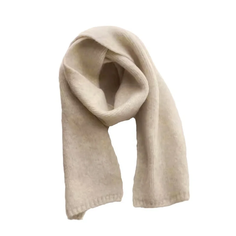 Fashion Cashmere Scarf Winter Knitting Men Women Thermal Scarf Wool Blend Neckerchief Solid Color Warmer Neck Cover New 2025
