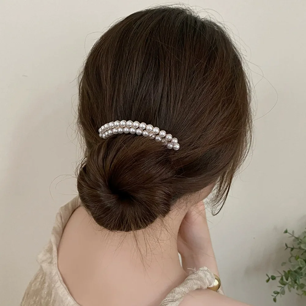 Pearl Water Diamond Metal Pan Hair Insert Comb Ball Head Party Pan Hair Comb Hairpin Wedding Holiday Gift Hair Accessory