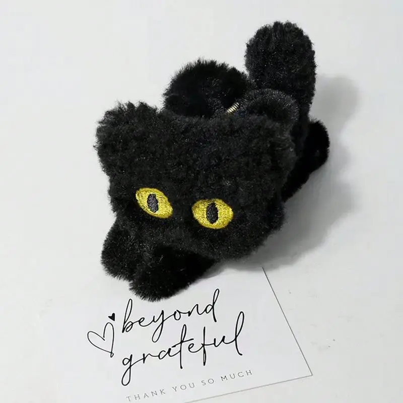 1pc Multi-Color Women's and Girls' Autumn and Winter Plush Three-Dimensional Cat, Large Size, Cute Clip, Shark Clip, Hair Claw