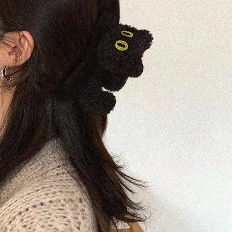 1pc Multi-Color Women's and Girls' Autumn and Winter Plush Three-Dimensional Cat, Large Size, Cute Clip, Shark Clip, Hair Claw